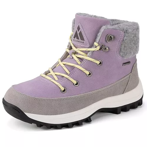 Mishansha Botas Mujer Invierno Cálidas Forradas Antideslizantes Comoda Botines de Nieve Trekking Senderismo Outdoor Violeta Claro EU 40