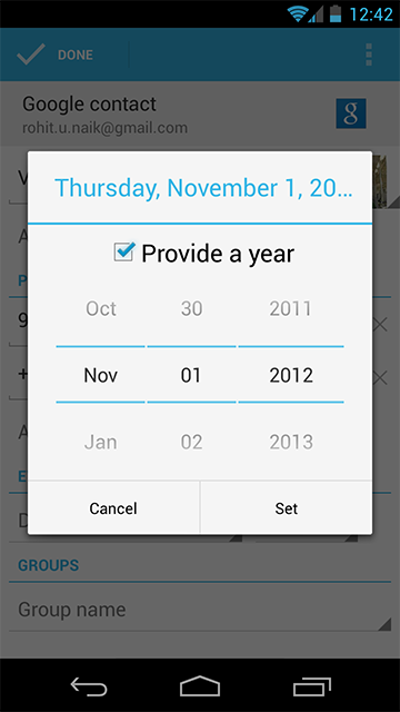 2012 acaba este mes: Un bug elimina el mes de Diciembre de la aplicación Contactos de Android 4.2