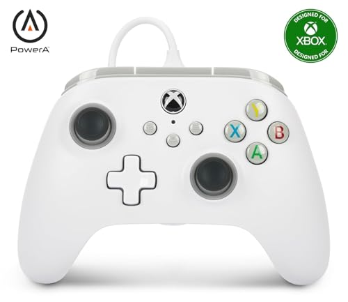 PowerA Control Alámbrico para Xbox Series X|S y Xbox One - Blanco - Licencia oficial de Xbox - Standard Edition