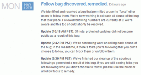 Resuelto un bug en Twitter que forzaba a que te siguieran