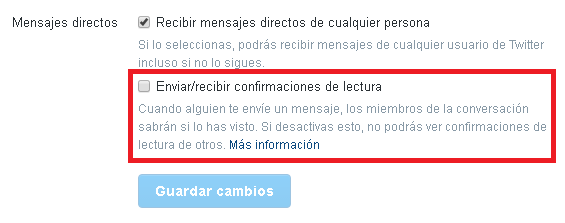 Twitter Confirmaciones Lectura Dms