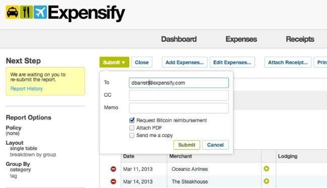 expensify bitcoin