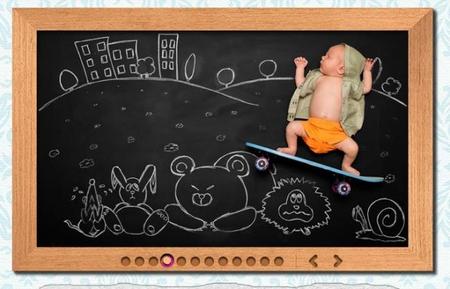 Foto de bebé sobre la pizarra