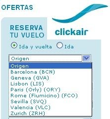 Clickair: vuelos a €5 para algunos