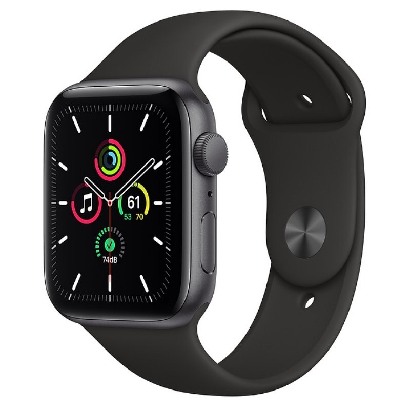 Apple Watch SE GPS 44mm Aluminio en Gris Espacial con Correa Deportiva Negra