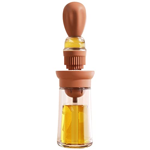 Botella dispensadora de aceite con cepillo para barbacoa, contenedor dispensador y recipiente de almacenamiento de aceite y cepillo de silicona para cocina,barbacoa,asar y cocinar,T-OB21,rojo