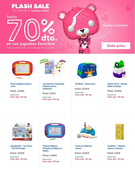 Flash sale de San Valentín en Toys `r us: descuentos de hasta el 70% en decenas de artículos
