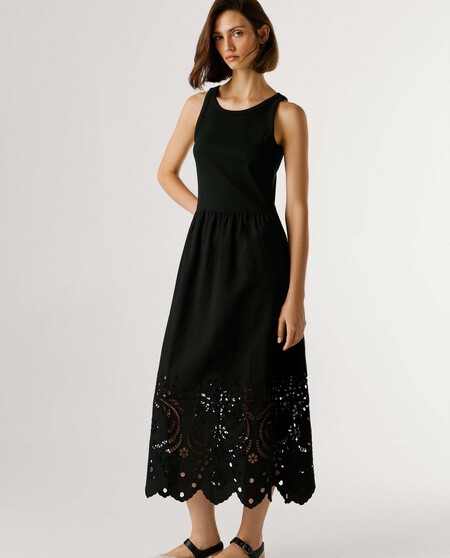 Vestido largo negro calado Pepe Jeans