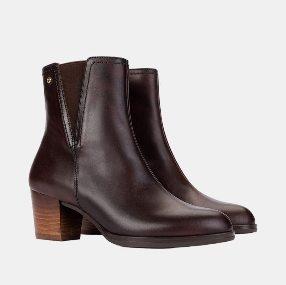 Botines de tacón de mujer de piel con cremallera - Pikolinos