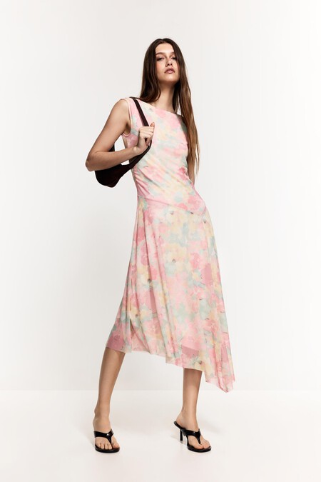vestido midi flores