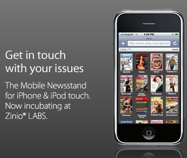 Zinio, lector de revistas (por el momento) gratis en iPhone, Touch y Safari