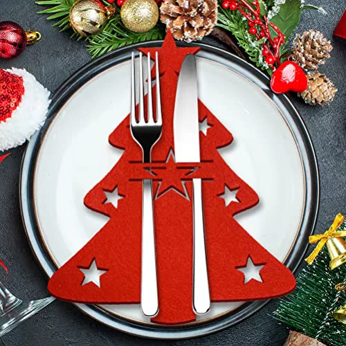 Cestas para Cubiertos de Fieltro Navideño, 12 Piezas
