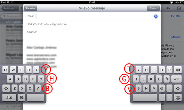 Teclado partido en iPad