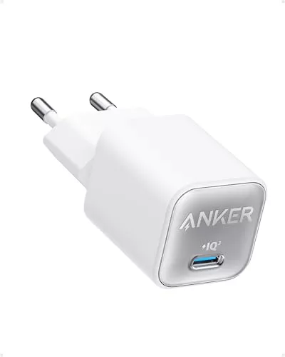 Anker Cargador USB C GAN 30 W, Cargador iPhone 511 (Nano 3), rápido PIQ 3.0 PPS, Compatible con iPhone 17/17 Pro MAX Air/16/15/14/13/12, Samsung Galaxy, Pixel 4/3, iPad, Macbook Air
