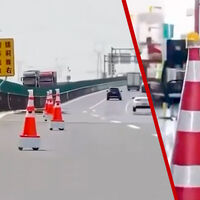 Mientras aquí tardan horas en cerrar un carril, en China ya prueban conos robóticos que se colocan solos en cuestión de segundos