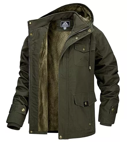 MAGCOMSEN Chaqueta tipo bomber de invierno para hombre, estilo militar, cortavientos con capucha