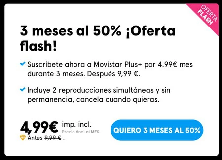 Captura de pantalla de la promoción de Movistar Plus+