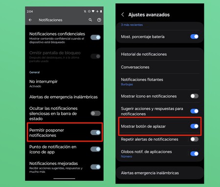 Notificaciones Posponer