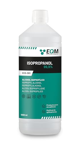 EQM | ECO-301 | Alcohol Isopropílico 99,9% | Isopropanol | 1L | Limpieza componentes electrónicos, objetivos y pantallas | Limpieza de resinas en impresión 3D | Limpiacristales y desengrasante
