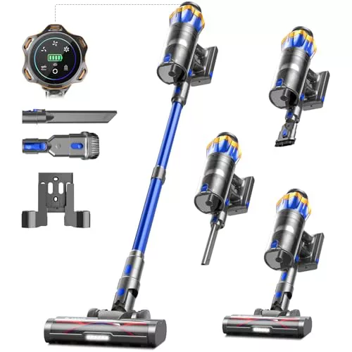 55Kpa/650W/65Mins Aspiradora sin Cable, Aspiradora sin Cable de 1.6 L/Pantalla Táctil LED