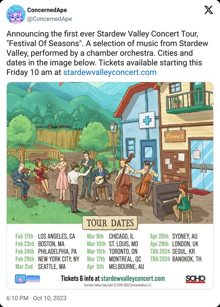 Conciertos Stardew Valley Tuit