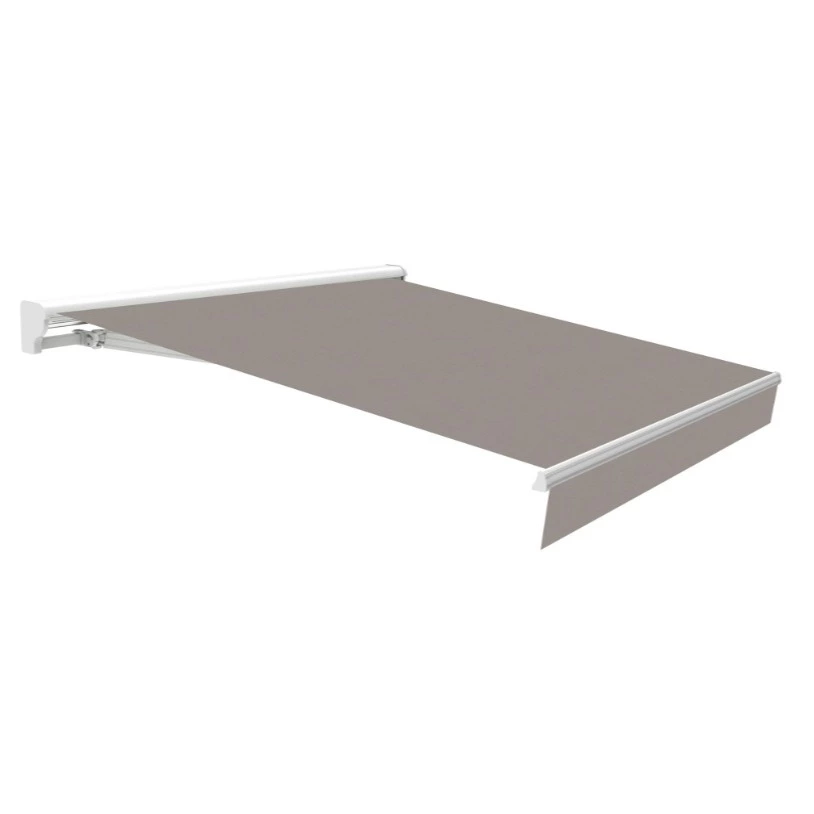 Toldo Osaka brazo extensible motorizado con semicofre blanco y tela gris