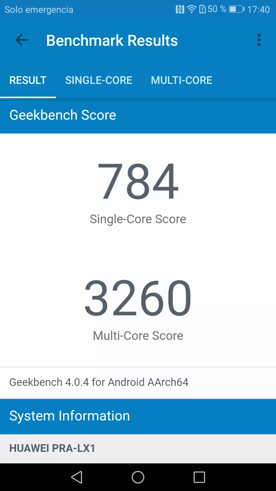 Benchmarks del Huawei P8 Lite 2017