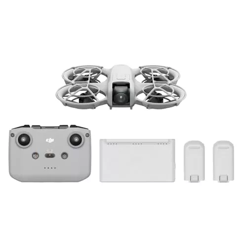 DJI Pack Neo Vuela Más, dron mini con cámara 4K UHD para adultos, 135 g dron que vuela siguiéndote,despega desde la mano,seguimiento de objetivos,QuickShots, vídeo estabilizado, con RC-N3 y 3 baterías