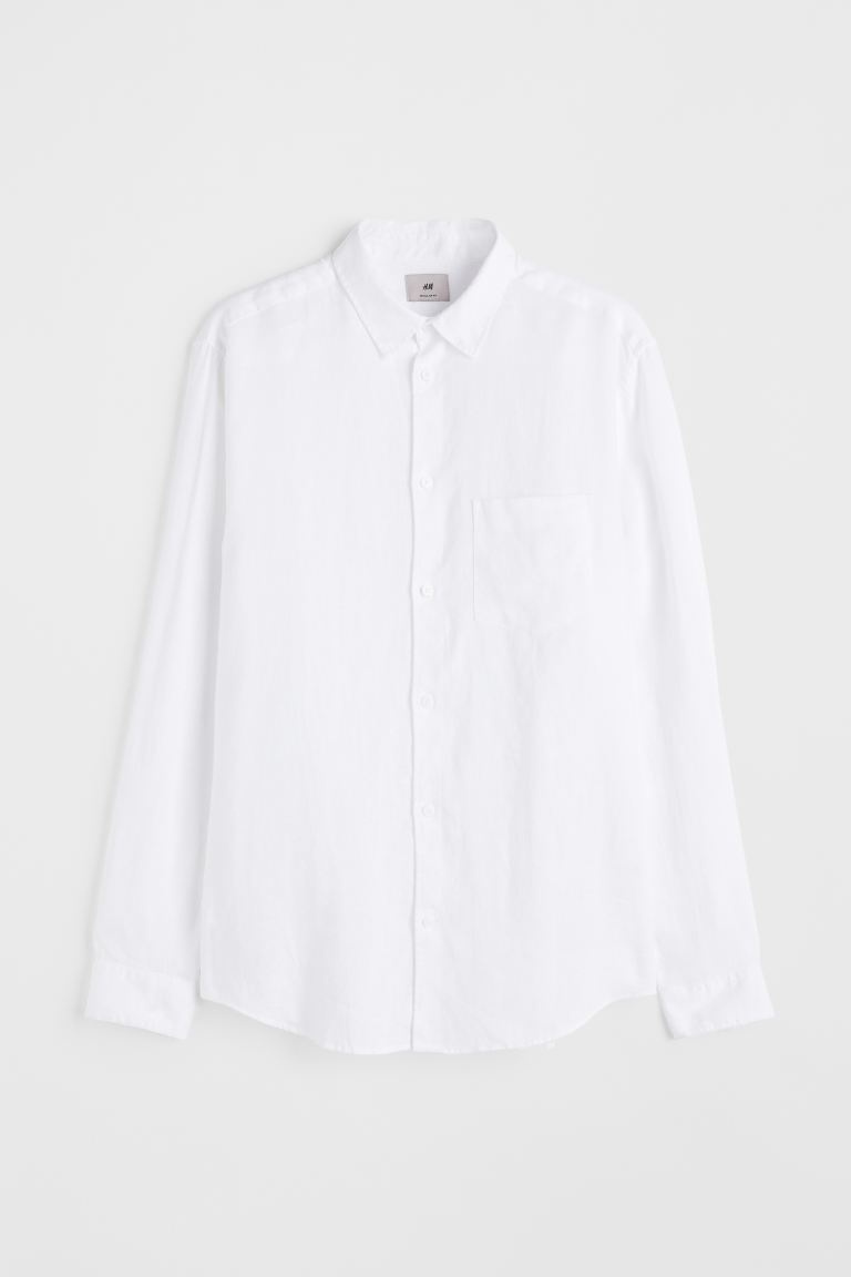 Camisa de lino Regular Fit blanca