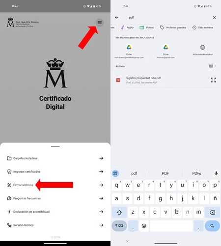 FNMT アプリケーションから署名するファイルの選択