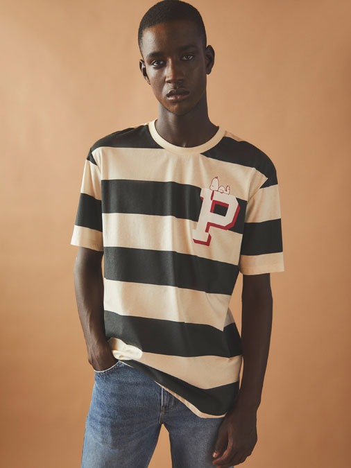 Camiseta rayada Snoopy Peanuts™ de cuello redondo, manga corta y canalé elástico en el cuello.