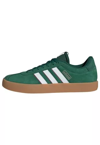 adidas Hombre VL Court 3.0 Shoes, Dark Green/Cloud White/Burgundy, 40 2/3 EU