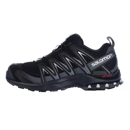Salomon XA Pro 3D Zapatillas de Trail Running para Hombre, Ajuste preciso, Agarre en todo tipo de terrenos, Senderismo, Black, 43 1/3