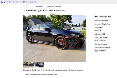 ¿En serio? Alguien quiere vender un Type R usado por 55.000 dólares, ¡el precio de un Corvette nuevo!