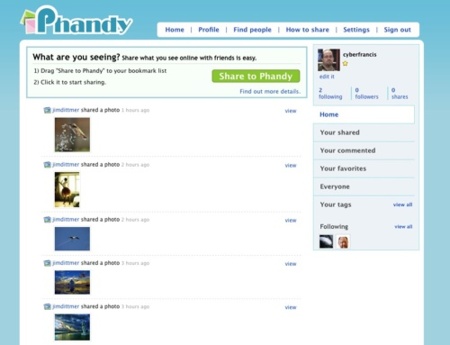 Phandy, compartir imágenes en formato microblogging