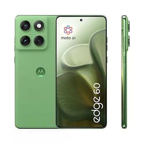 Motorola Edge 60 16GB (8GB+8GB RAM Boost)/512GB Shamrock, Pantalla Super HD de 6,67”con Cuatro Bordes curvos, Cámara Sony LYTIA™ 700C de 50MP, Moto ai, Durabilidad Militar, Batería 5200 mAh