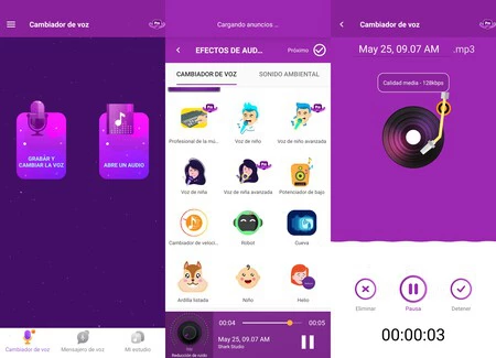 Android 上のボイスチェンジャー アプリのスクリーンショット