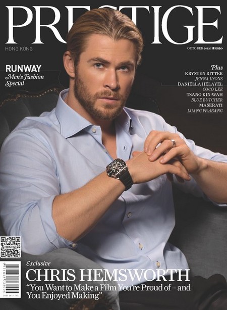 Me pone cuarto y mitad de Chris Hemsworth en la portada de Prestige
