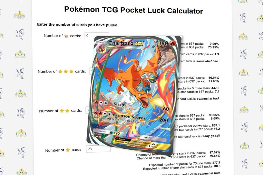 Diras que tienes buena o mala suerte en Pokmon TCG Pocket? Ahora existe  una calculadora que te revela la verdad - JCC Pokmon Pocket - 3DJuegos