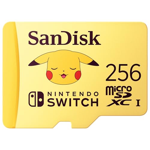 SanDisk Tarjeta microSD con Licencia Oficial para Nintendo Switch, Pokémon Pikachu 256GB