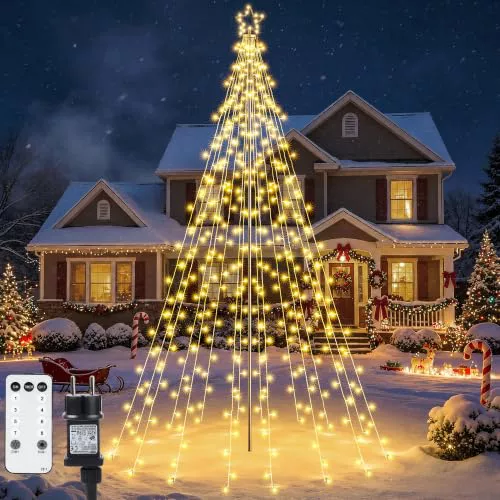 Joomer Luces Arbol Navidad con Estrella Topper 274 LED 2,3M Blanco Cálido