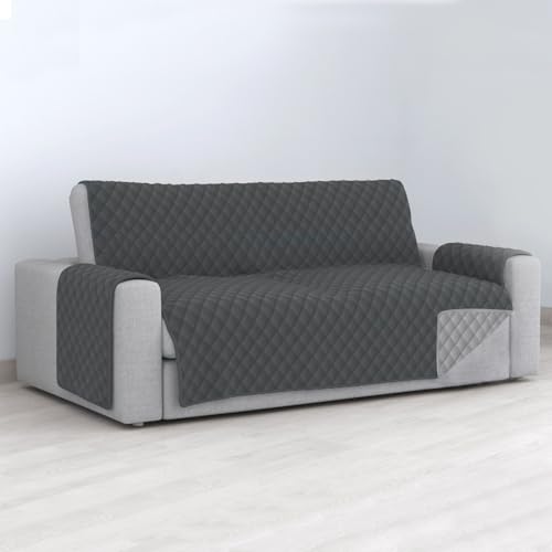MERCURY TEXTIL-Funda de Sofá Reversible Protector (1 Plaza,Gris Oscuro)