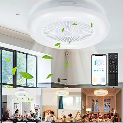Daromigo 80W Ventilador de Techo con iluminación y Control Remoto, Modo frío y cálido, 3 Light Color Change y 6 velocidades del ventilador para dormitorio salón, Dimmable, Temporizador