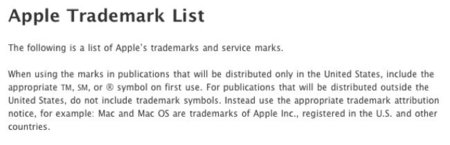 Resumen de todos los productos, marcas registradas y normativa de Apple