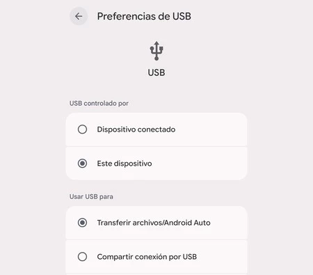 Selector de transferencia de archivos en Android