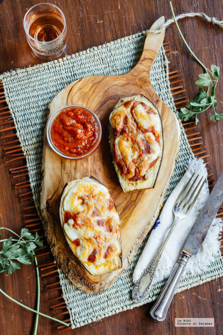 Berenjenas rellenas gratinadas. Receta