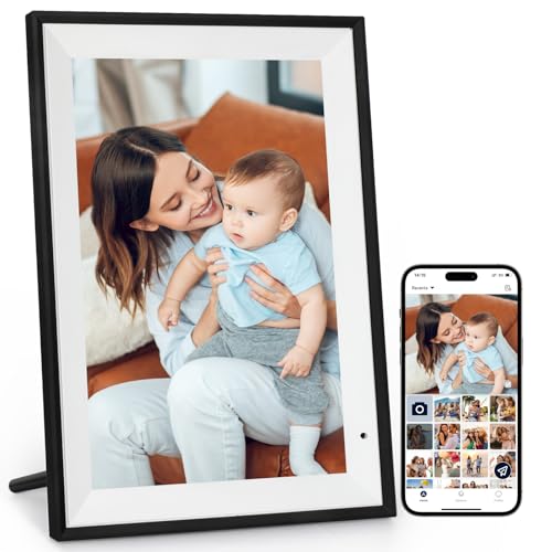 AEEZO 32 GB Marco de Fotos Digital WiFi de 10,1 Pulgadas, Pantalla Táctil IPS de 1280 x 800,Rotación Automática,Comparta Fotos y Videos a Través de la App
