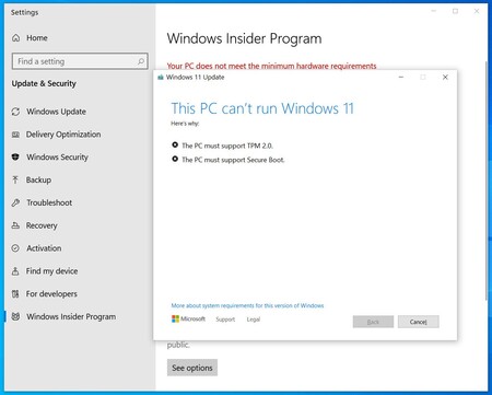La primera Build de Windows 11 provoca errores de instalación: falla el proceso en algunos equipos que cumplen con los requisitos