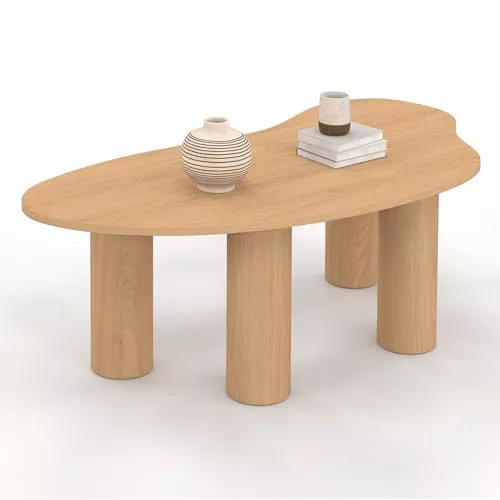 IDMarket - Mesa de centro ORGANICA de 100 cm en madera efecto haya