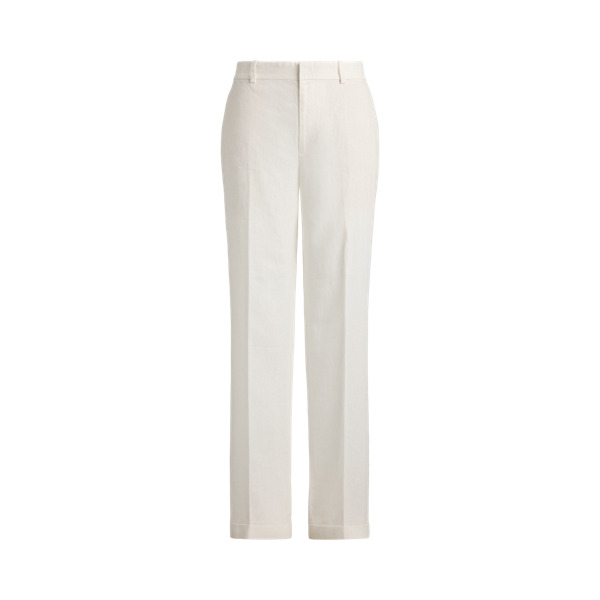 Pantalón recto de lino de tiro alto 